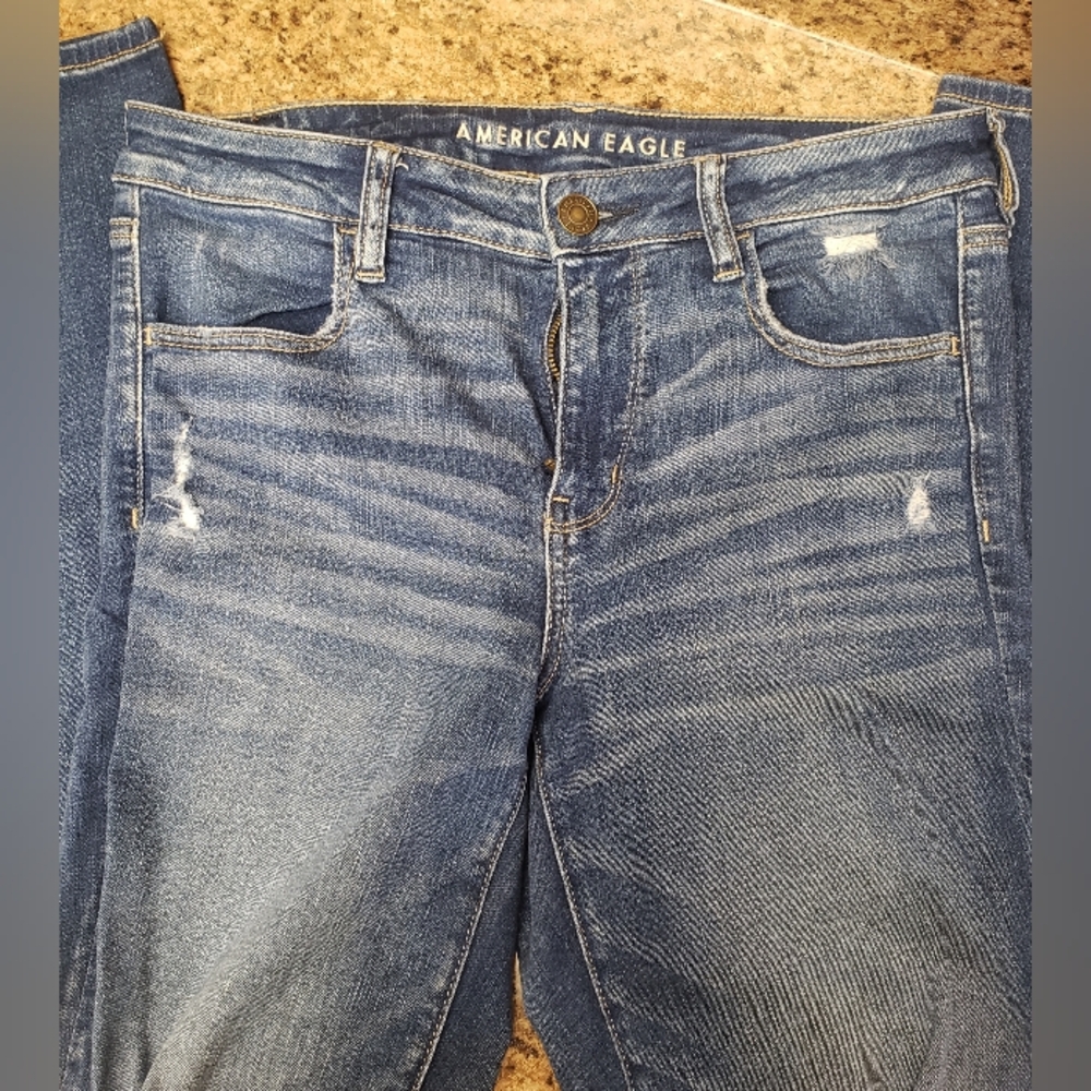 American Eagle Outfitters Women's Distressed Blue Skinny Jeans